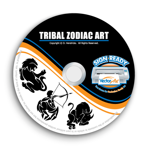 TRIBAL ZODIAC CLIPART - VEKTOR CLIP ART BILDER - VINYL CUTTER PLOTTER GRAFIK CD - Bild 1 von 6