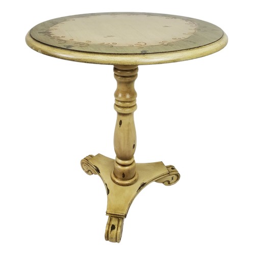 Vintage Pedestal Side Table Plant Accent Round Hand Painted French Country