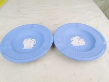 VINTAGE PAIR OF WEDGWOOD ASTRAYS TWO OF BLUE JASPER MAN CAVE BAR TOP