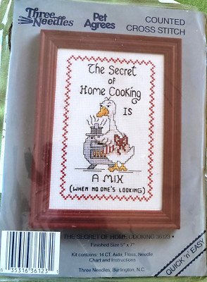 Three Needles The Secret of Home Cooking Is a Mix Counted Cross Stitch Kit New