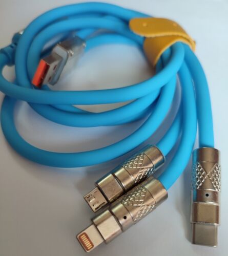 CAVO DI RICARICA CELLULARE 6A 120W TIPO TYPE C IPHONE MICRO USB CAVETTO 3 IN 1 - Foto 4 di 4