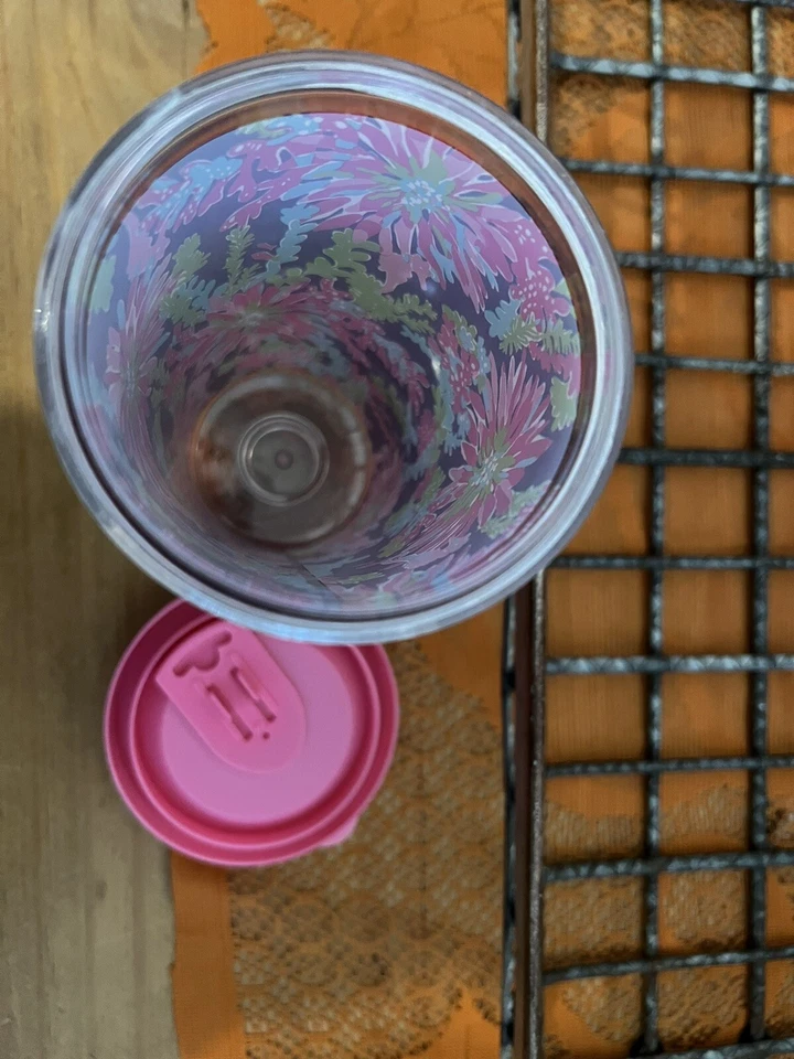 Taza de viaje vaso de plástico Lilly Pulitzer 16 oz Seahorse Sea-life tapa rosa Foto 4 de 4