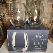 Lenox Crystal Sequoia Double Old Fashion 19 Oz Glass Wine 4 3/4"  set of 4 New