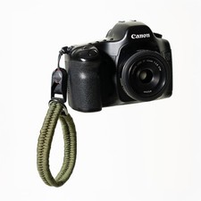Camera Wrist Strap Green Woven Paracord Adjustable w/ Peak Design Anchor