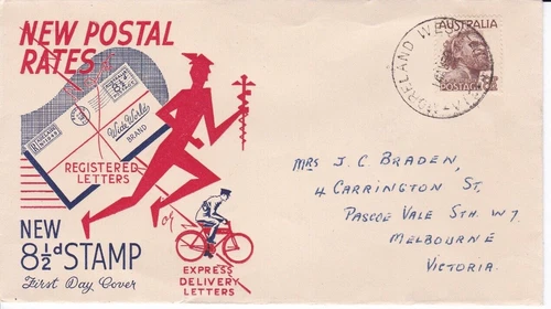 AFD5059) Australia 1950 8½d Aborigine on Wide World FDC. Addressed.