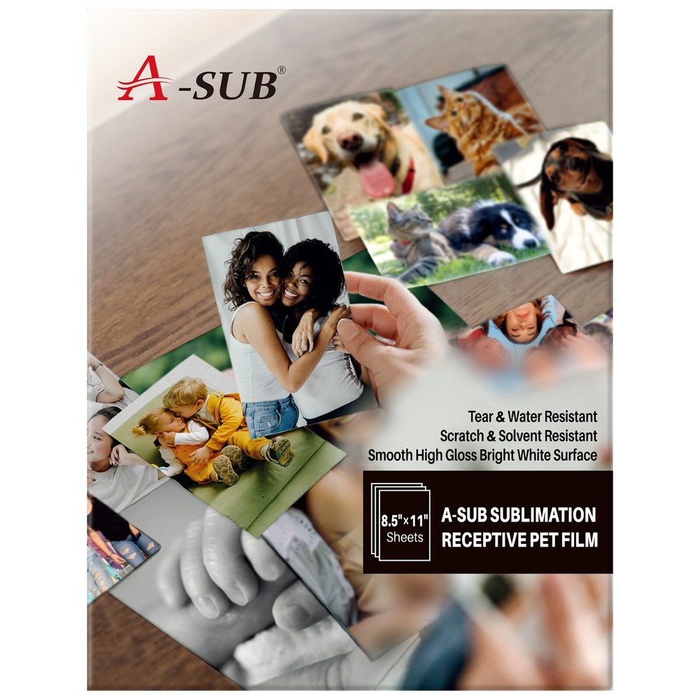 A-SUB 8.5x11 280g Glossy PET Sublimation Heat Transfer Photo Paper