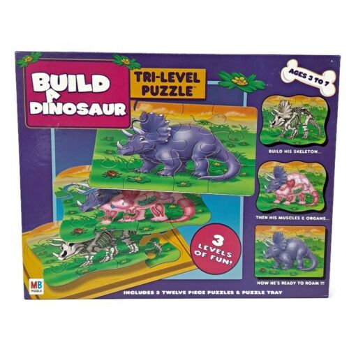 BRANDNEU - MB Puzzles Build a Dinosaurier Tri-Level-Puzzle 40146  - Bild 1 von 3