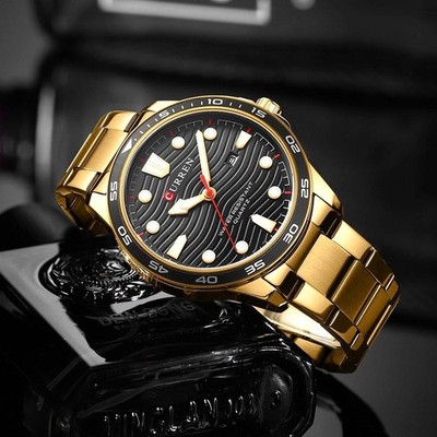 46MM CURREN Quartz Men's Luxury Watch Dive 30M Waterproof Luminous Stainless NEW