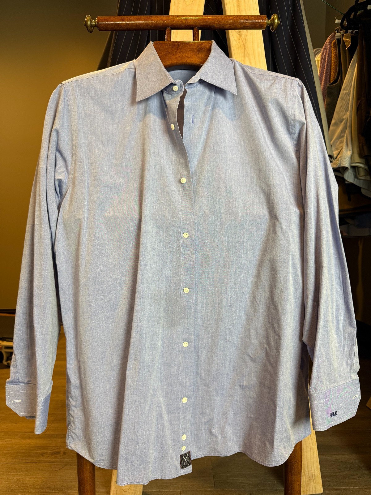 Custom Tailoired Designer Solid Light Blue Cotton… - image 1