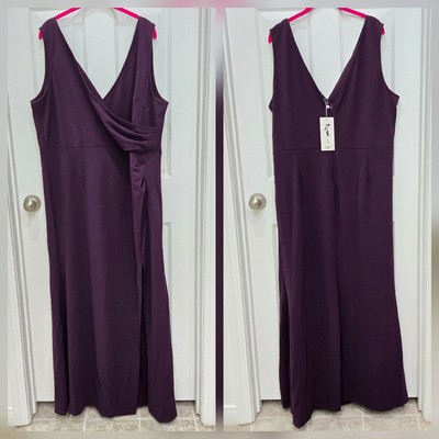 Alisa Pan V Neck Sleeveless Split Purple Mermaid Evening Cocktail Long Dress 4X