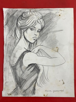 #ad Marion Greenwood Drawing on paper Handmade signed and stamped $125.00