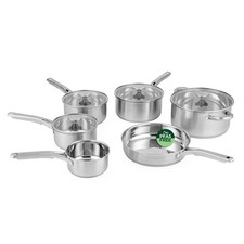 Salter Signature 6Pc Stainless Steel Pan Set – Multiple Sizes, Glass Lids