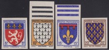 1943 FRANCE N°572/575** NON DENTELES Blason Armoirie TB IMPERF. Coat-of-Arms MNH