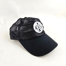 ZYIA Active Hiking Trucker Mesh All Black Hat Snapback White patch Adjustable