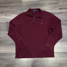 Polo Ralph Lauren Quarter Zip Sweater Maroon Estate Rib Men  s Large