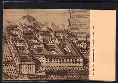 Ansichtskarte Montecassino, la Badia, Stampa del sec. XVIII 