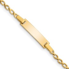 14k Yellow Gold Polished Solid Chain Link 16x5mm Plate Child ID Bracelet 6"
