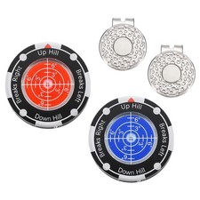 2Pcs Golf Green Reader, Golf Ball Marker with Cap Clip, Red, Dark Blue