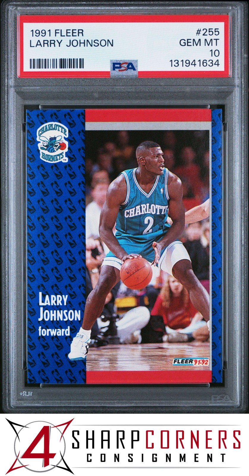 1991 FLEER #255 LARRY JOHNSON RC HORNETS PSA 10