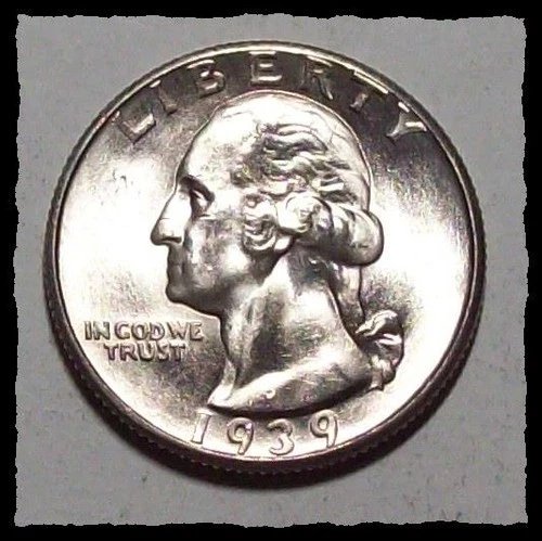 1939-D WASHINGTON QUARTER Blast White Killer Luster VCHOICE BU #18D66 .90 SILVER
