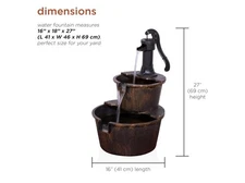 Rustic Outdoor 2-Tier Barrel Pump Water Fountain 27" Bronze Finish Yard Decor