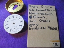 ANCIEN MOUVEMENT DE MONTRE A GOUSSET HOMME FONCTIONNE, FRED SMITH CLUMBER St NOTTINGHAM.