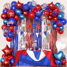 4th of July Decorations Balloons Confetti Foil Balloons American Red Blue White