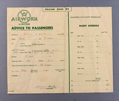 Luftarbeitsberatung für Passagiere Vickers Viking G-AJFR Fluggesellschaft Flugbericht Malta
