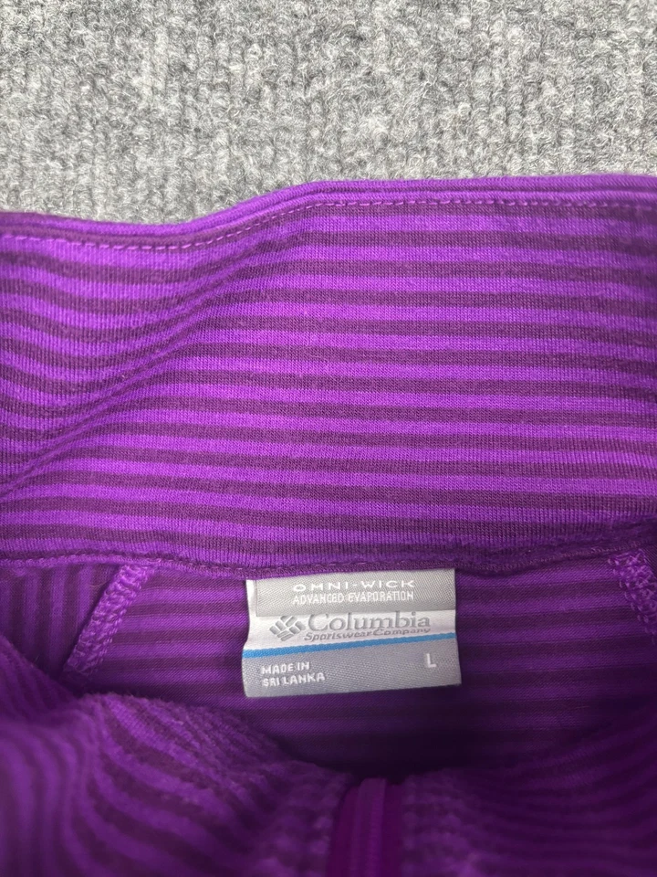 Columbia Pullover Womens Large Purple Omni-Wick Quarter Zip Striped Long Sleeve - Image 3 of 4