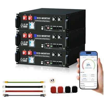ECO-WORTHY 51,2V 100AH lifepo4 Bluetooth Lithium Batterie Speicher max 163,84Kwh