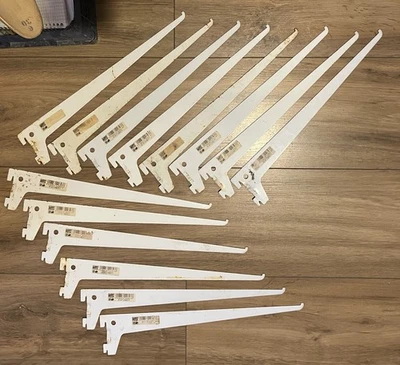 ELEMENT SYSTEME lot de 14 consoles acier blanc 35 cm entraxe 5 cm (charge 55 kg) - Photo 1/4
