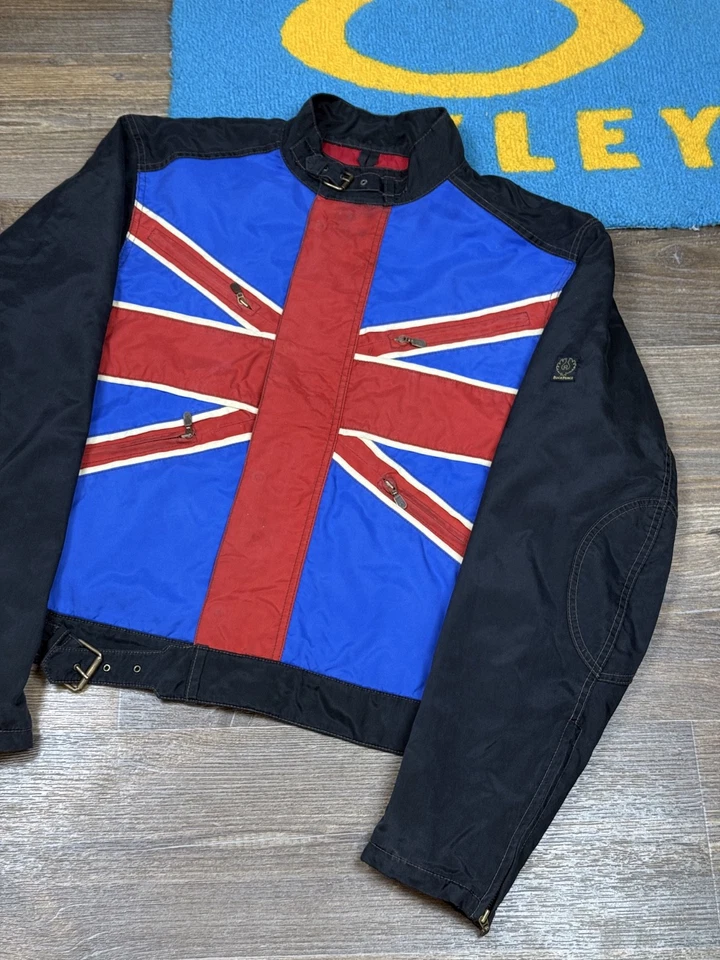 Mens Vintage Belstaff Black Prince British Flag Nylon Biker Jacket Size XXL - Image 2 of 4