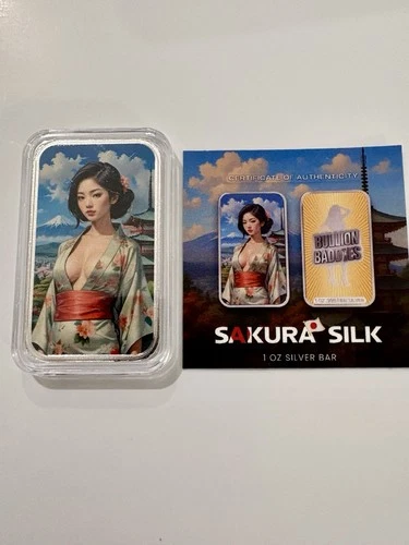Bullion Baddies 1 Oz .999 Silver Bar (Sakura Silk) Limited to 480!