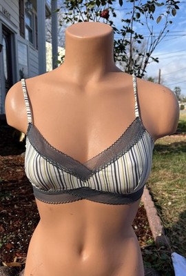 Elle Macpherson Touch Triangle Bralette Gray Striped Size M
