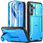 For Samsung Galaxy S25 FE Case | Poetic [with Kickstand] Rugged Cover Blue
