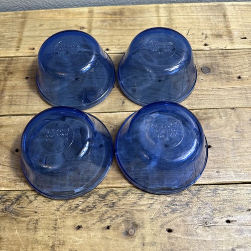 Pyrex Custard Cups 1034 Cobalt Blue 6 oz Set of 4 Bowls Glass USA Vintage - Picture 4 of 5