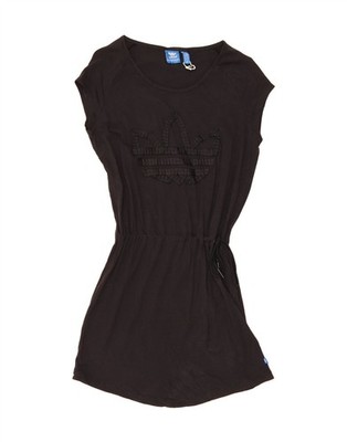 Adidas Damen Grafik T-Shirt Kleid UK 6 XS schwarz Baumwolle WI14