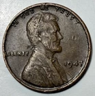 1947 Lincoln wheat cent no mint mark VG Condition BN Color 3.1G Free Shipping!