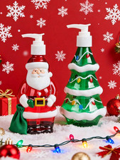 1Pc 350Ml Santa Claus  Christmas Tree Design Soap Dispenser, Refillable Plastic