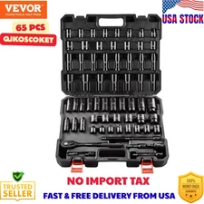 VEVOR Impact Sockets Set 65pcs 6-Point 1/2in Drive Bit Ratchet Tool Kit Case
