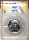 1964 PROOF KENNEDY HALF DOLLAR ANACS PF68 7704898