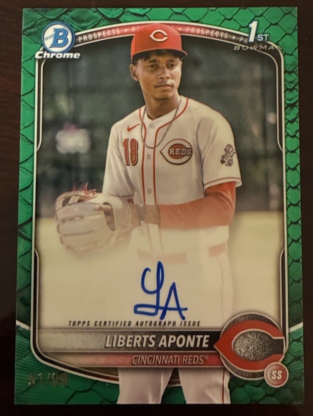 2025 Bowman Chrome Liberts Aponte Auto #CPA-LA - Green Reptilian /99