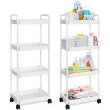 Baby Diaper Caddy Organizer, Rolling Plastic Movable Diaper Cart Essentials B...