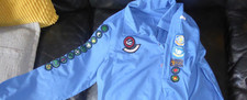 VINTAGE GIRL GUIDE BLOUSE WITH BADGES PLUS PILLOW CASE & BADGES 1ST ACLE TROOP
