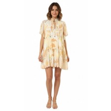 Oliviaceous Floral Tiered Mini Dress Sun Glow Yellow