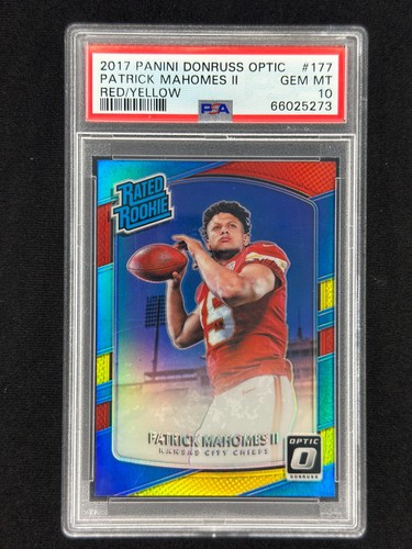 PATRICK MAHOMES II 2017 Panini Donruss Optic #177 Red Yellow Rookie PSA 10 RC
