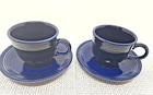 Set of 2 Vintage Fiestaware Homer Laughlin Cobalt Blue Cups & Saucers Retired