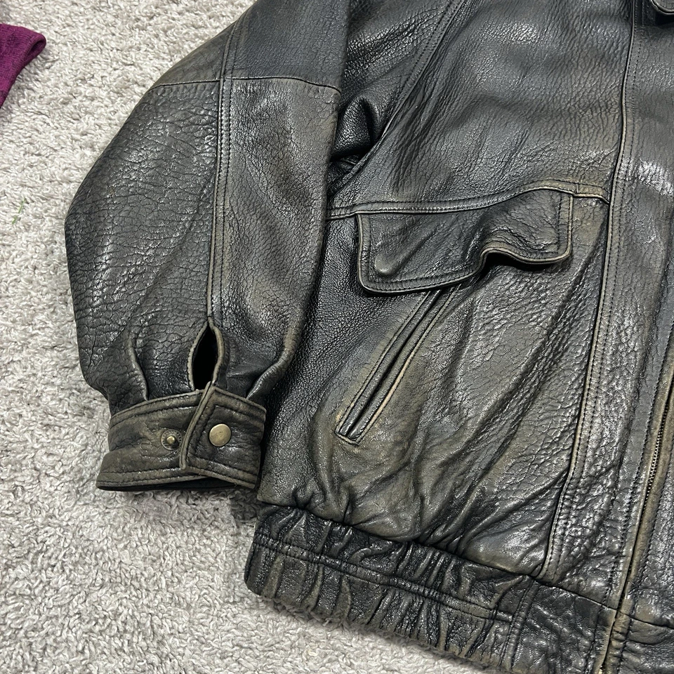 Jaqueta de voo vintage anos 80 Henry Grethel couro manteiga piloto bombardeiro masculina tamanho 44 - Imagem 3 de 4