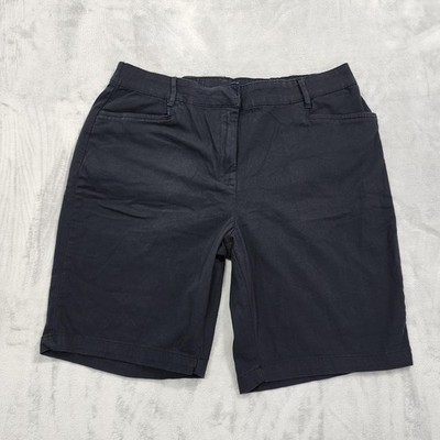Vintage Basic Editions Shorts Womens L Black High Rise Chino Stretch Casual