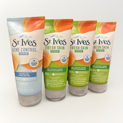 4 Pack: St. Ives Apricot Facial Scrub Fresh Skin & Acne Control 6 oz